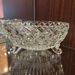 Vintage Westmore Heavy Hand Cut 24% Lead Crystal Footed Candy / Desert Bowl